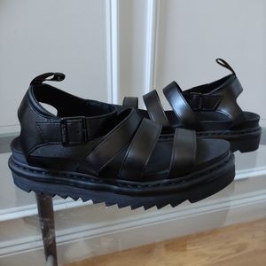 DR MARTENS BLAIRE BRANDO LEATHER STRAP SANDALS women's 11 Black
